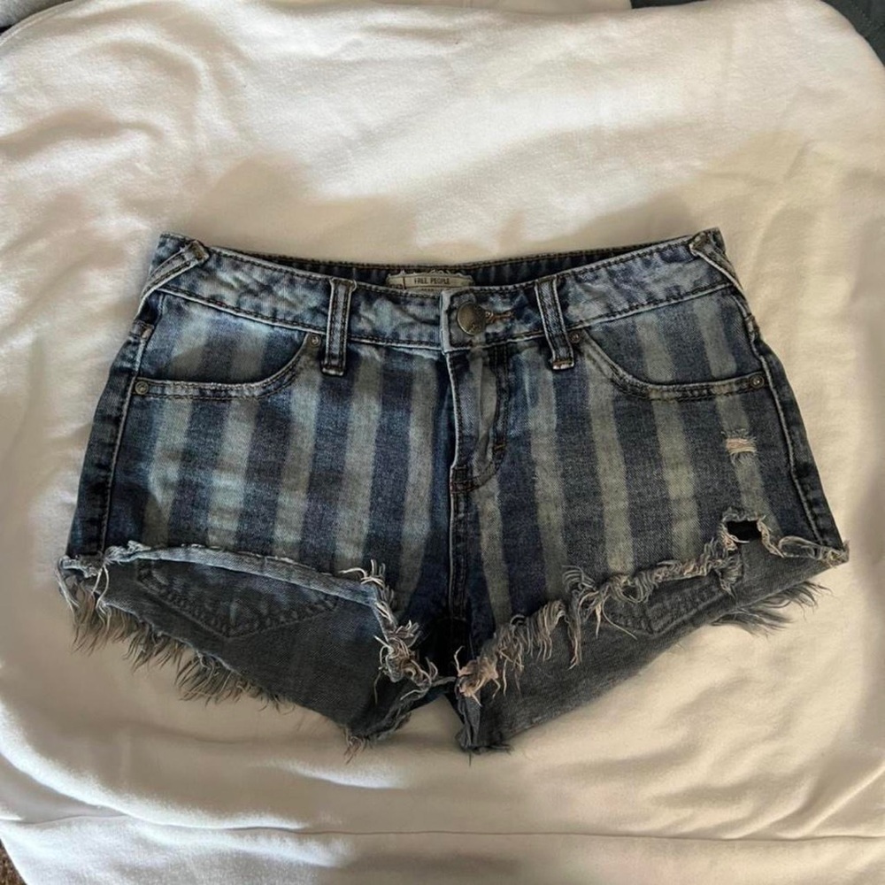 Free People Low Rise Stripe Cut Off Shorts